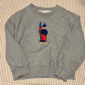Crewcuts Gray Sweatshirt with Skiing Bear Embroidery